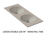 Plan vasque double lavabo circulaire ⦰ 30 cm sur mesure Largeur 100 à 201 x P 40 à 51 cm Finition lisse 10 couleurs au choix, Anti bactérien Résine Akrytan® Livraison Offerte.